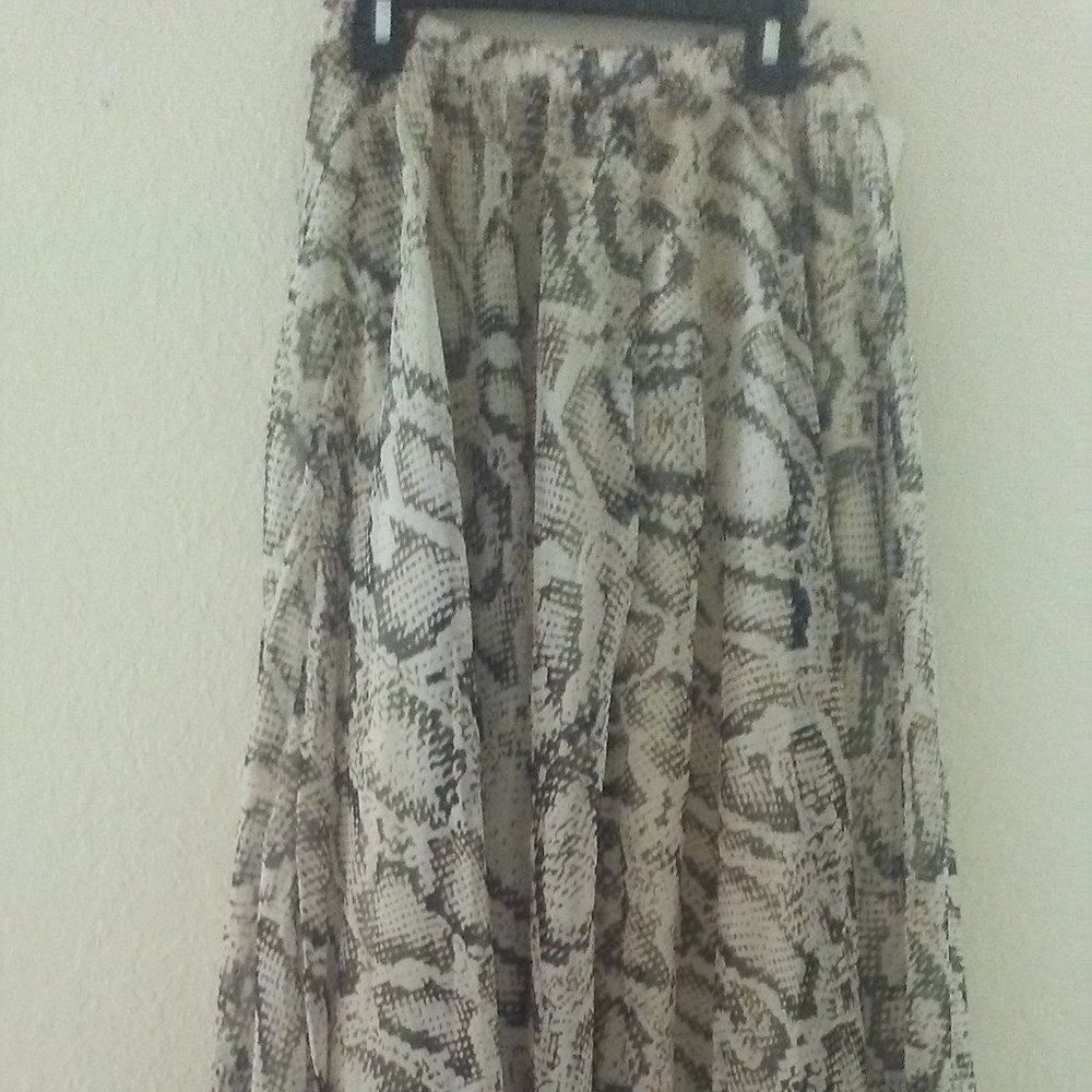 ChicWish Snake Printed Asymmetric Chiffon Maxi Skirt